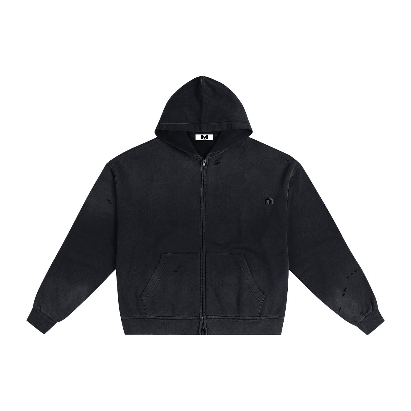 Hand-Frayed Sunfade Zip Hoodie