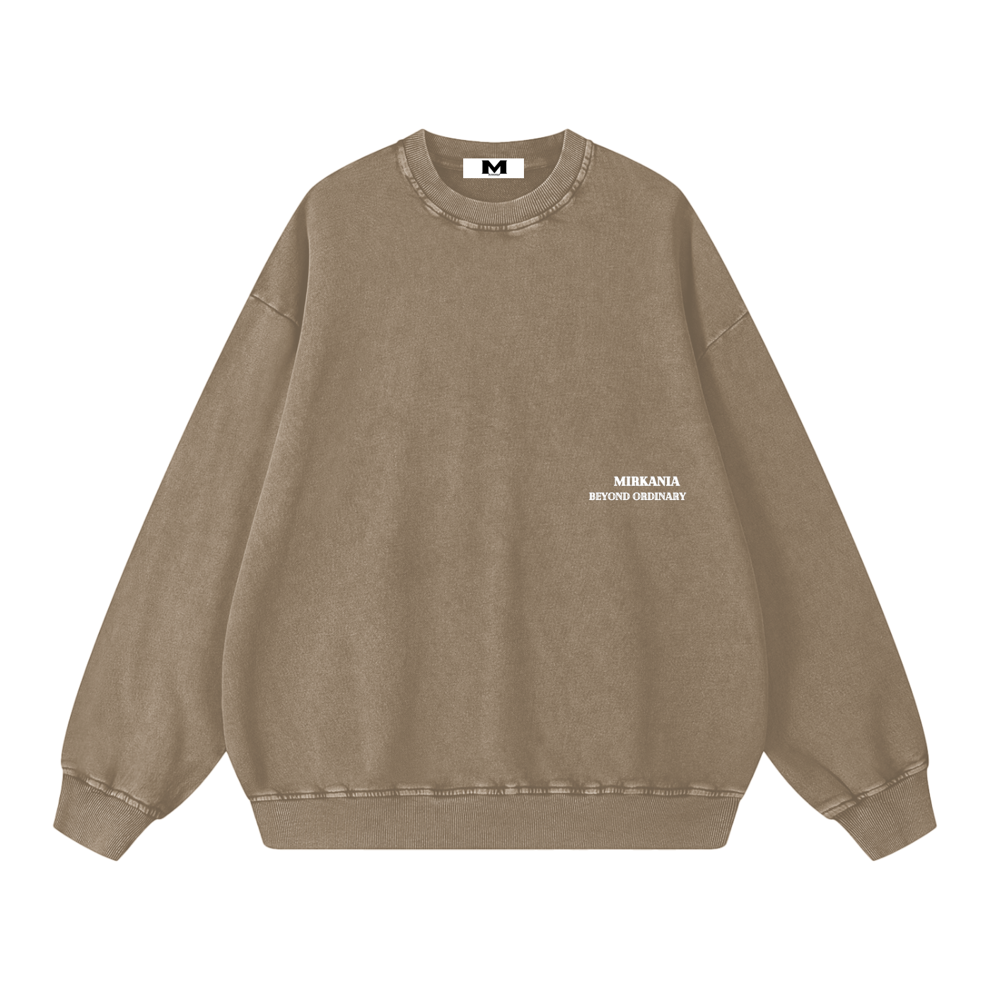 ODMPOD snow washed oversized sweatshirt displaying a relaxed fit with a soft, textured fabric in a casual style.