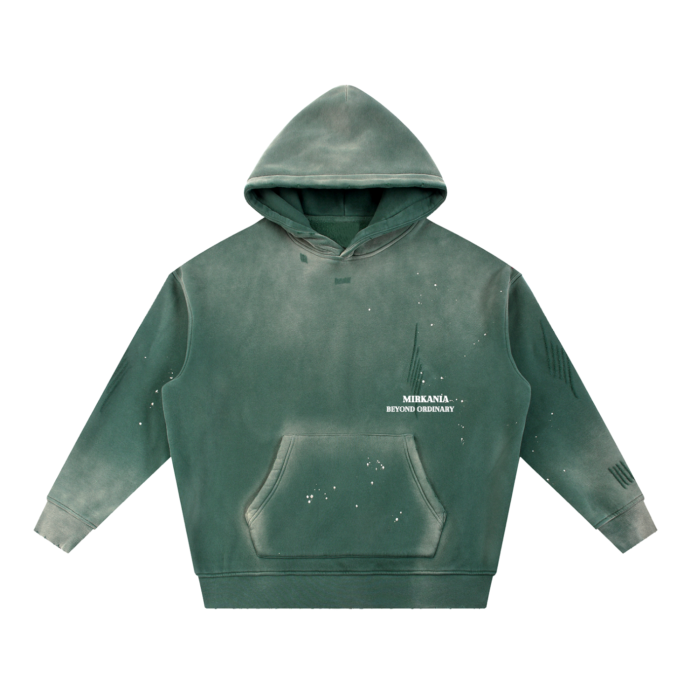 Vintage washed frayed fleece hoodie by ODMPOD, showing a cozy, distressed fabric with frayed edges and a relaxed fit.