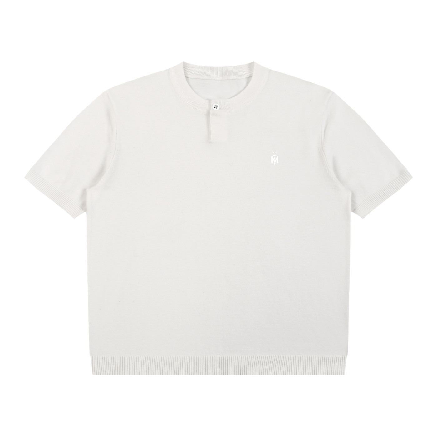 Cotton Knit Short Sleeve Henley T-Shirt