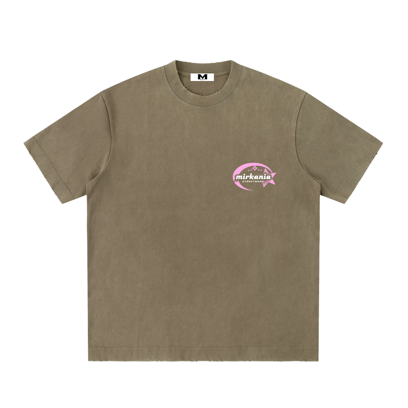 Vintage washed heavyweight frayed T-shirt by ODMPOD, showing a relaxed fit with distressed edges and a soft, worn-in fabric.