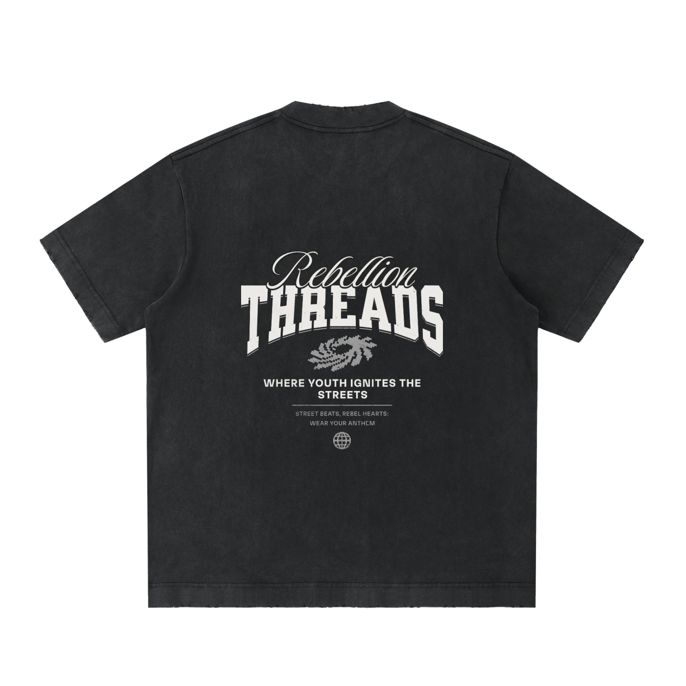 Vintage washed heavyweight ODMPOD frayed T-shirt featuring a casual, distressed design and soft fabric texture.