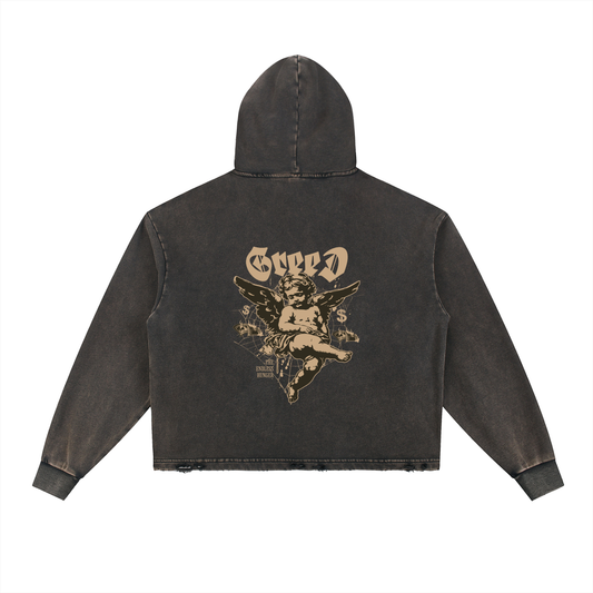 Vintage Washed Frayed-Hem Hoodie