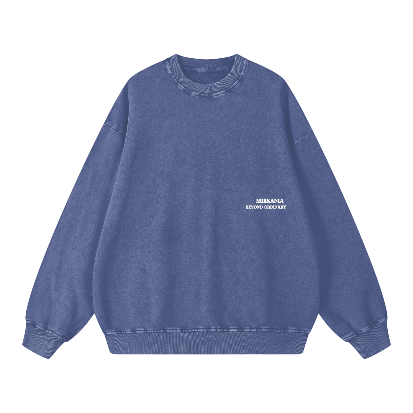 Light gray ODMPOD Snow Washed Oversized Sweatshirt displayed on a hanger, showcasing its relaxed fit and soft fabric.