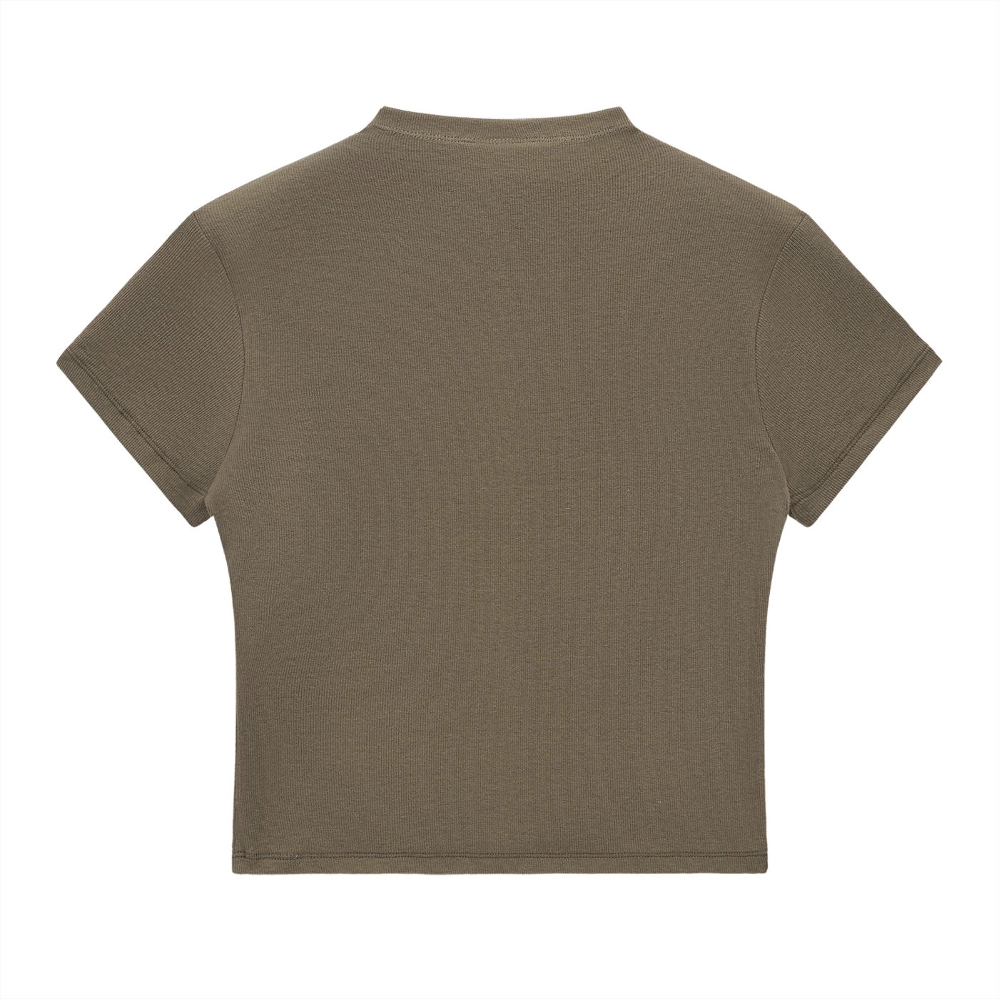 ODMPOD essential slim fit mock neck t-shirt, close-up of black fabric and mock neck design.