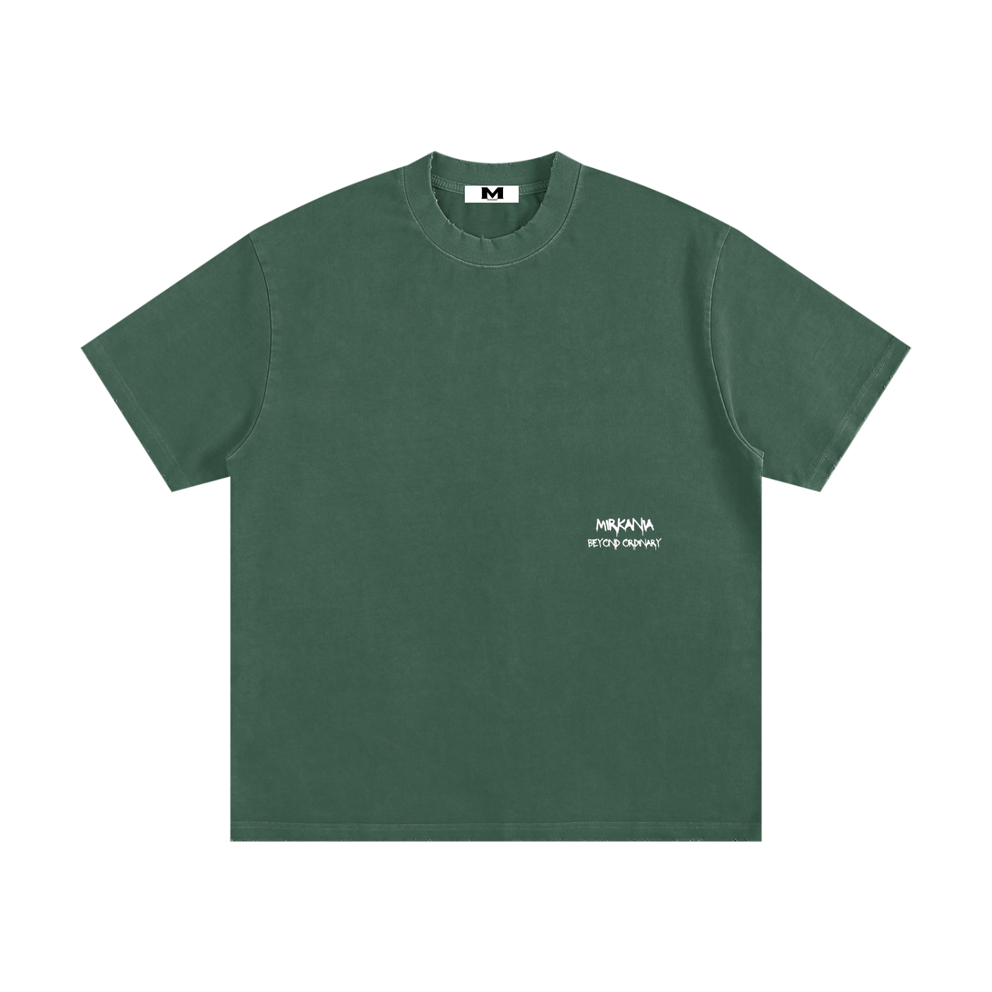 Vintage washed heavyweight T-shirt by ODMPOD featuring frayed edges and a relaxed fit, displayed on a plain background.