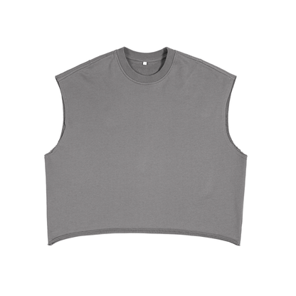 ODMPOD French Terry Boxy Tank Top, stylish sleeveless top with a relaxed fit and casual French terry fabric.