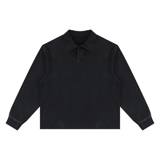 Unisex Loose Long Sleeve Polo Shirt