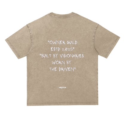 ODMPOD snow washed heavyweight oversized t-shirt, soft fabric, relaxed fit, shown in light gray with subtle texture details.