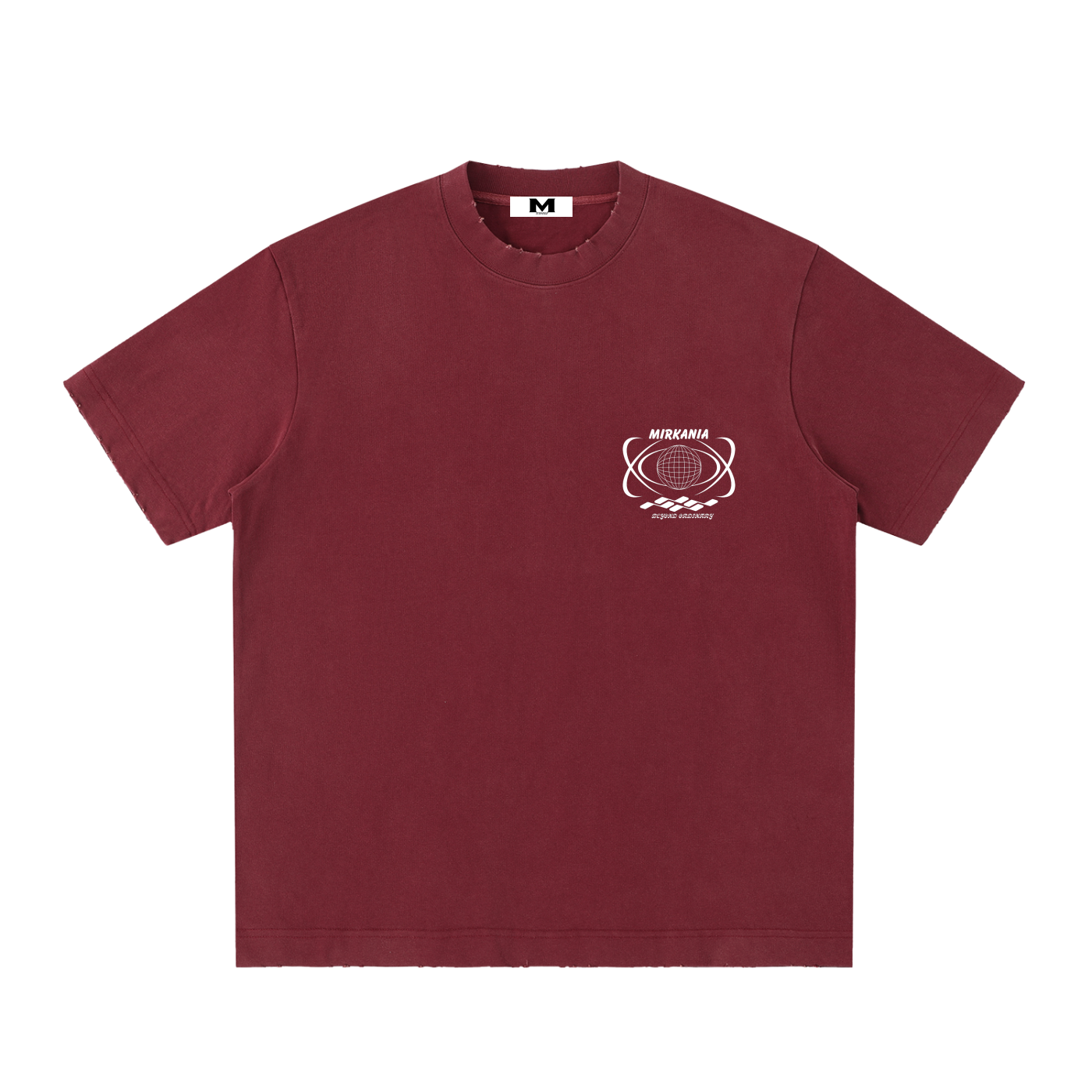 ODMPOD heavyweight vintage washed frayed T-shirt showing distressed fabric and casual style on a plain background.