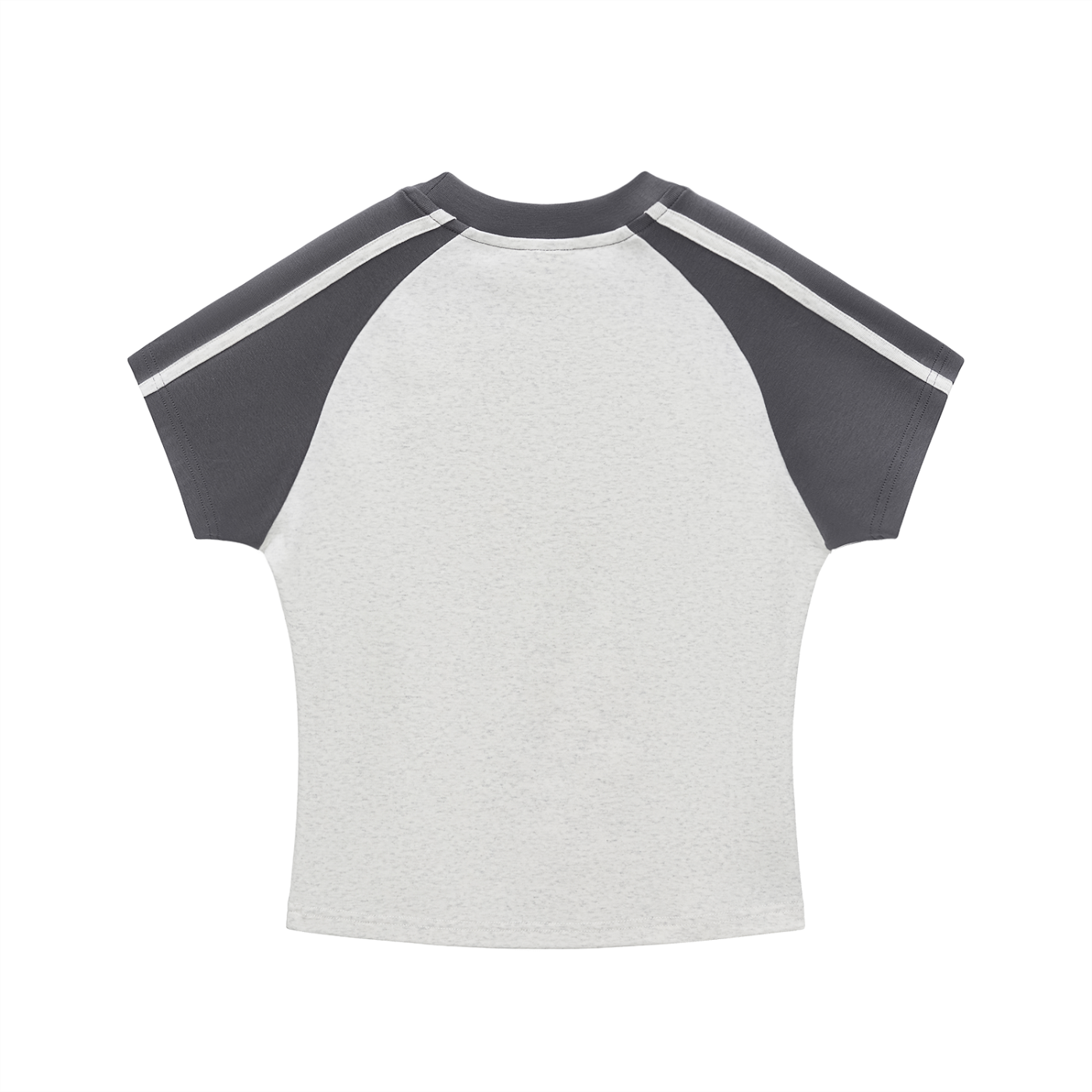 Black and white contrast stripes bodycon raglan sleeve t-shirt by ODMPOD, close-up showing fitted style and bold stripe pattern.