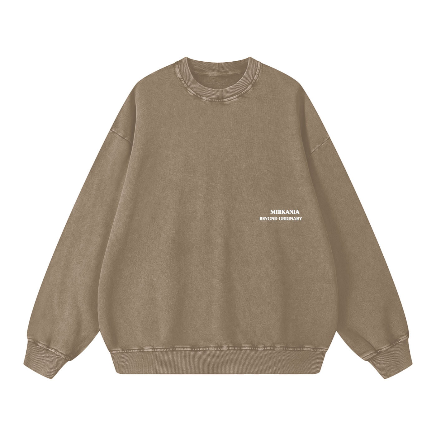 ODMPOD Snow Washed Oversized Sweatshirt displayed flat, showing the relaxed fit and soft, washed fabric in a neutral color.