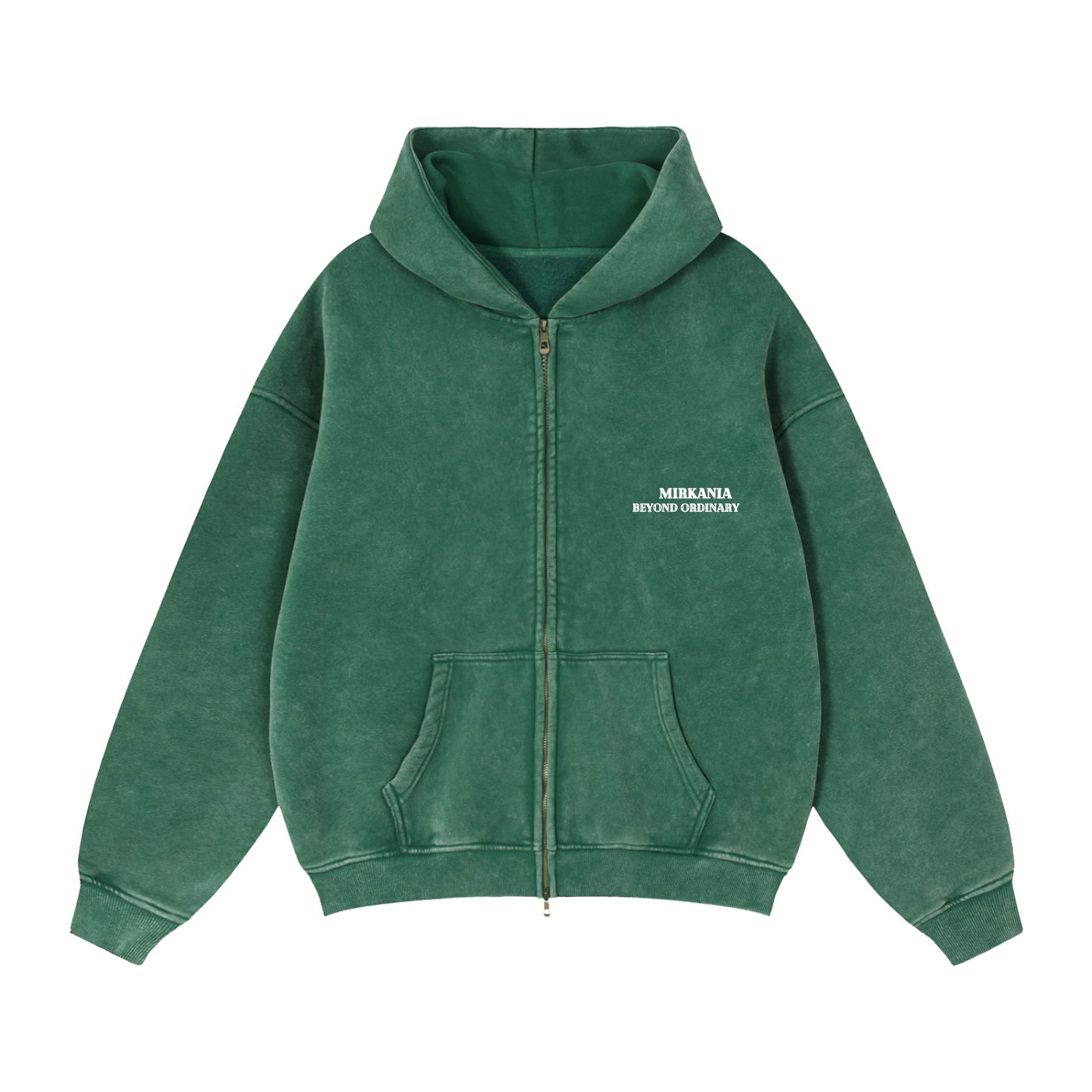 ODMPOD zip-through boxy fleece hoodie with a front zipper, cozy fit, and hood, displayed on a neutral background.