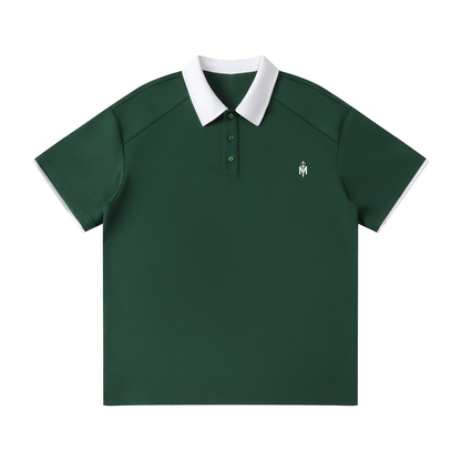Contrast Collar Raglan Polo Shirt