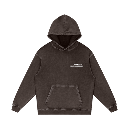 ODMPOD snow washed loose cotton hoodie, soft and comfortable with a relaxed fit, shown in a casual style.