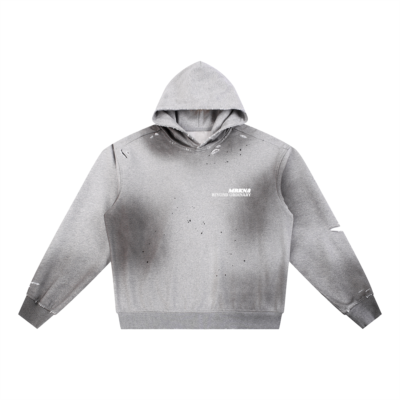 ODMPOD Sun Fade Frayed Fleece Hoodie showing distressed fabric and casual fit in a cozy, stylish design.