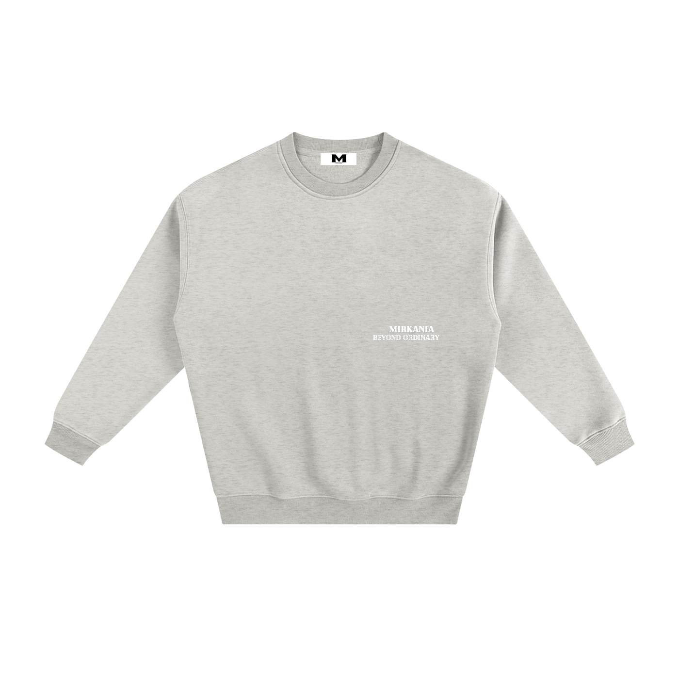 ODMPOD fleeced sweatshirt showing soft, cozy fabric and classic crewneck design in a close-up view.