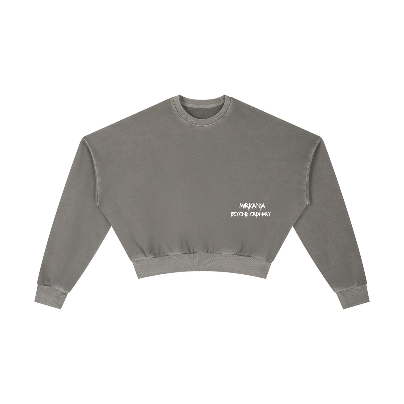 Vintage washed cropped sweatshirt from ODMPOD, featuring a relaxed fit with distressed detailing and a comfortable casual style.