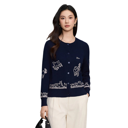 Embroidered cardigan sweater