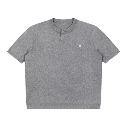 Cotton Knit Short Sleeve Henley T-Shirt
