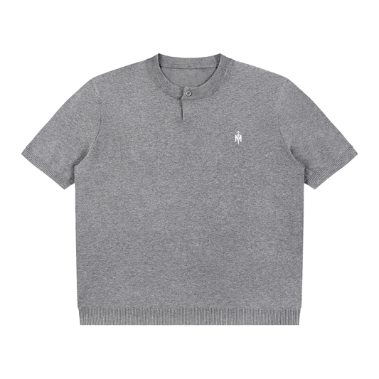 Cotton Knit Short Sleeve Henley T-Shirt