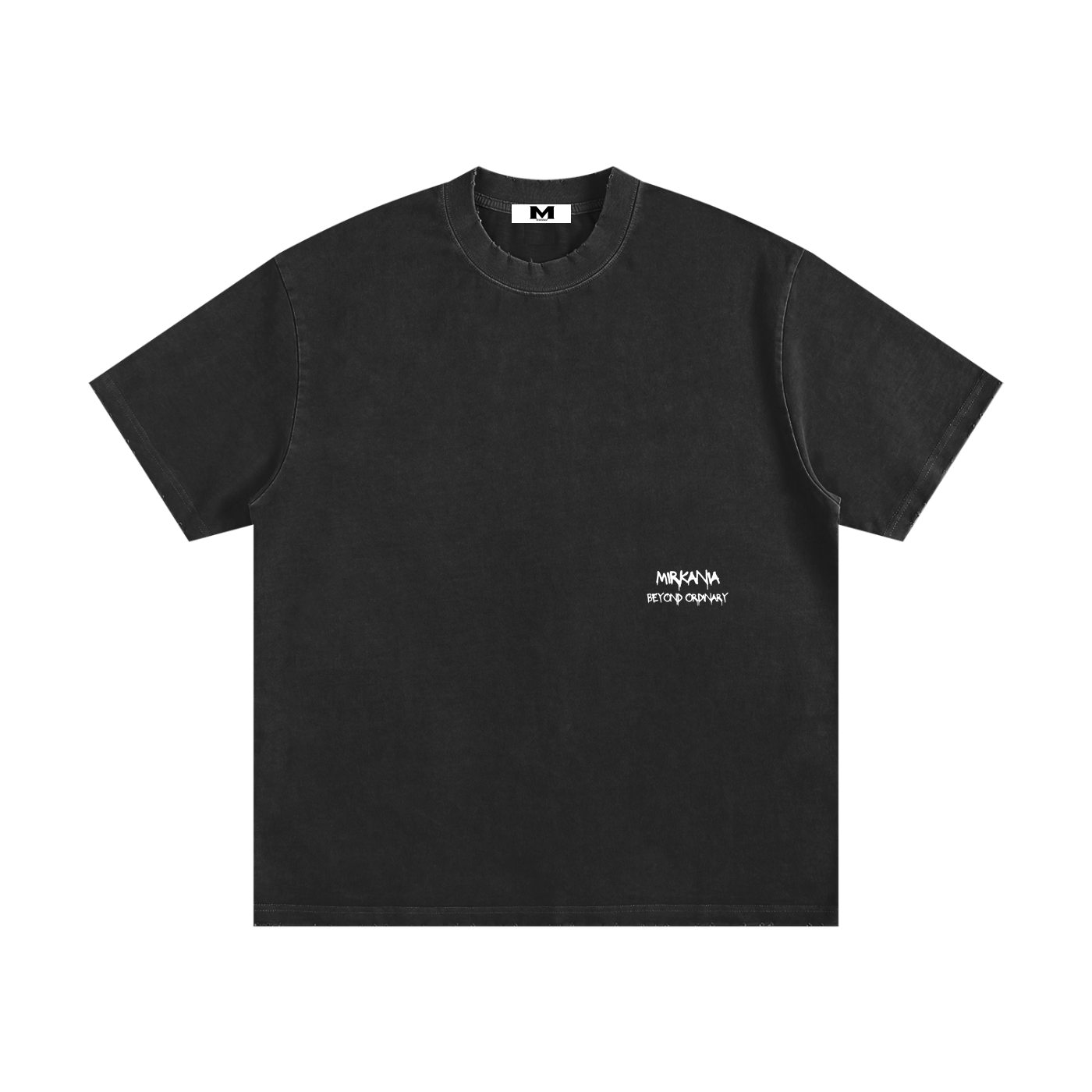 Vintage washed heavyweight frayed T-shirt by ODMPOD, showing distressed fabric and casual fit on a neutral background.