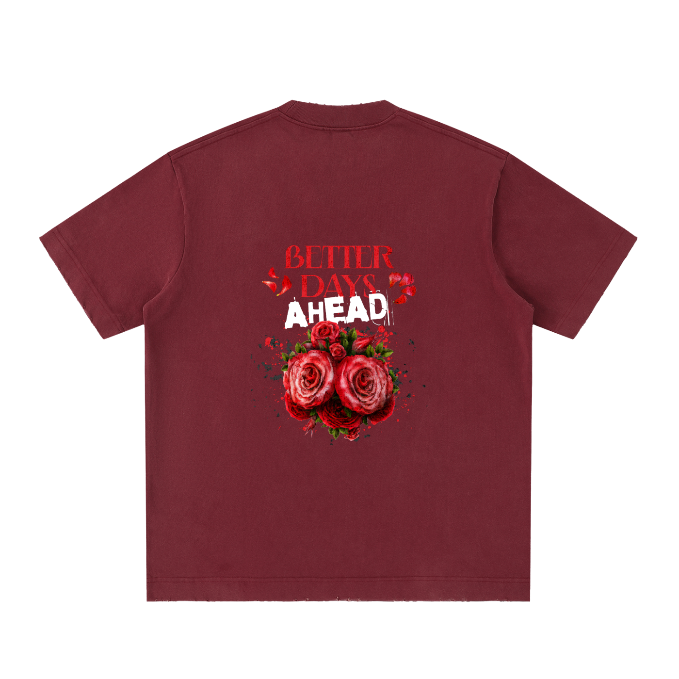 Vintage washed heavyweight ODMPOD T-shirt with frayed edges and distressed design, showcasing a casual and rugged style.