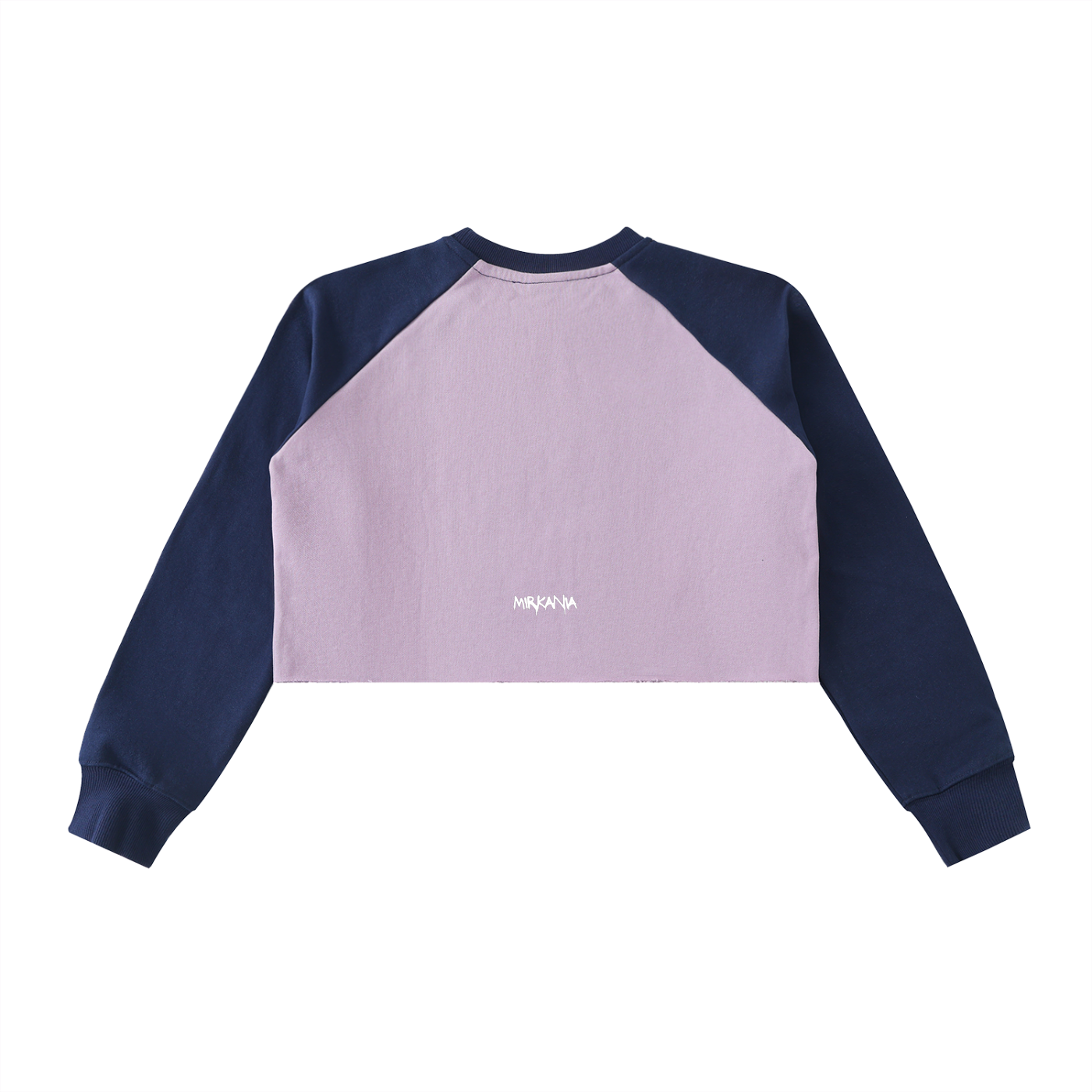 ODMPOD raw-hem color-block raglan crop sweatshirt, casual knit top with contrasting color panels and raw hem detail.