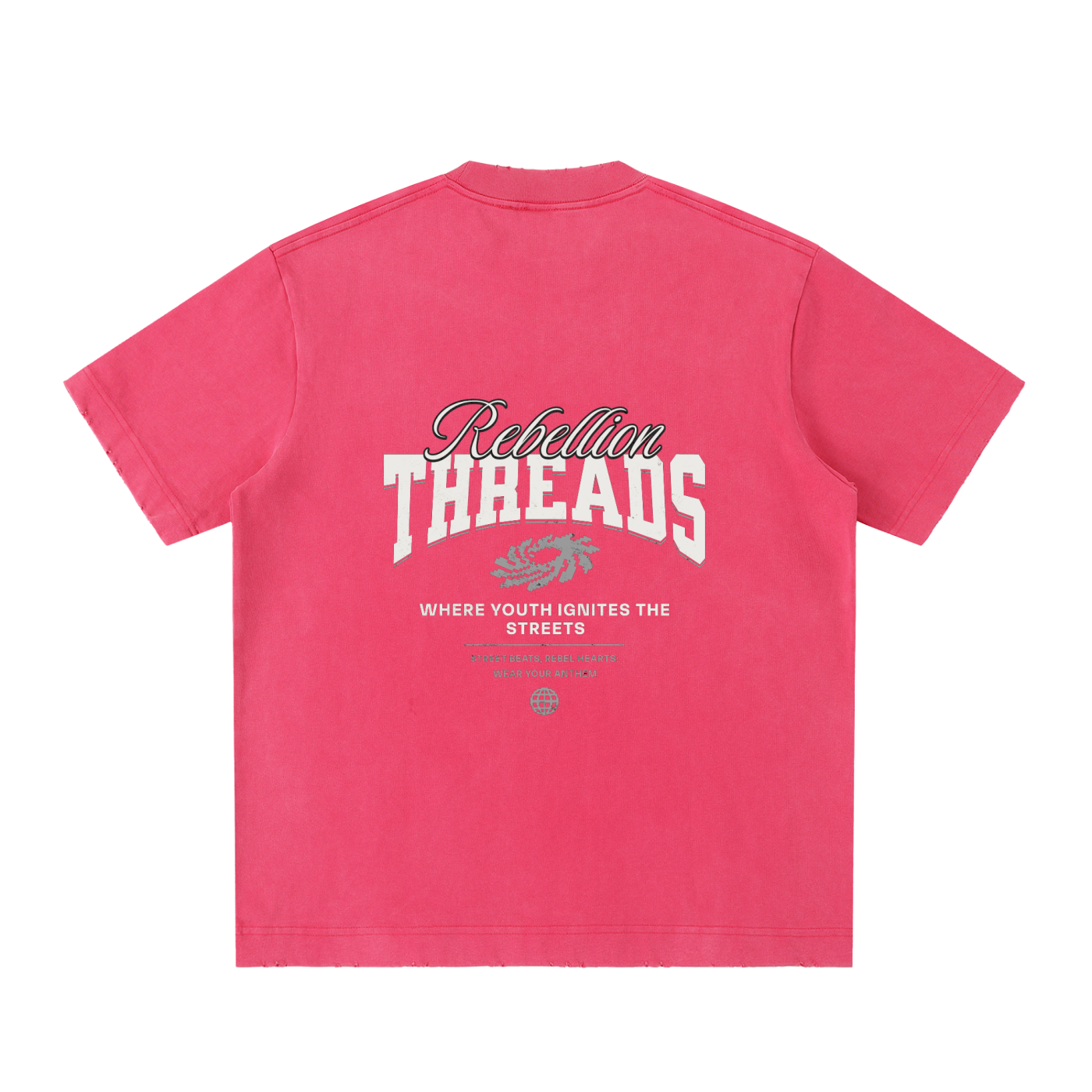 Vintage washed heavyweight ODMPOD frayed T-shirt with distressed edges and classic fit, shown in the product image.