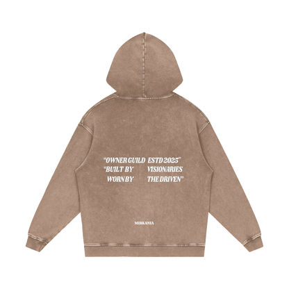 Snow Washed Loose Cotton Hoodie by ODMPOD, showcasing a soft, relaxed-fit hoodie in light-colored, snow-washed fabric.