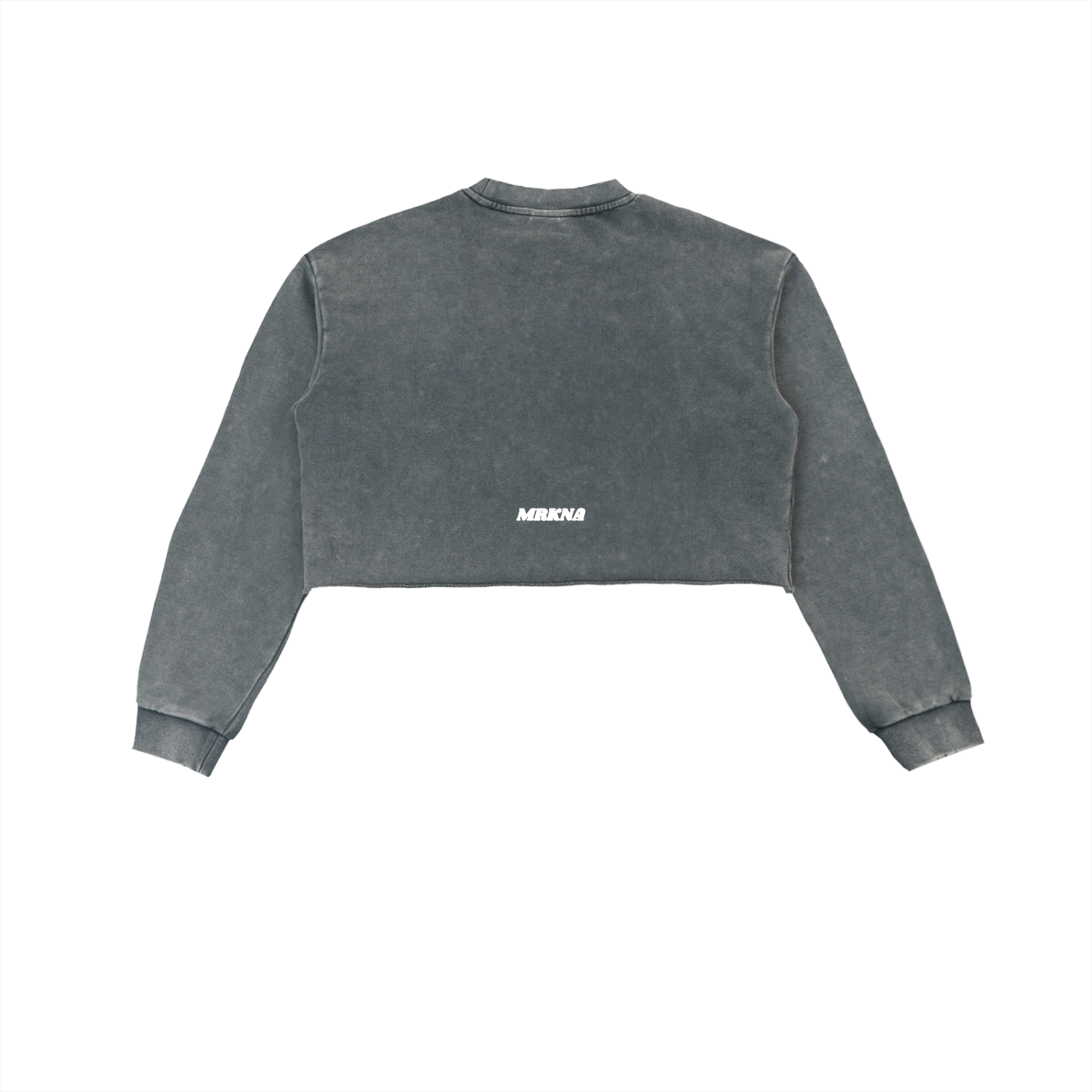 ODMPOD Snow Washed Raw Edge Cropped Sweatshirt, casual sweatshirt with distressed raw edges and snow-washed fabric for a relaxed look
