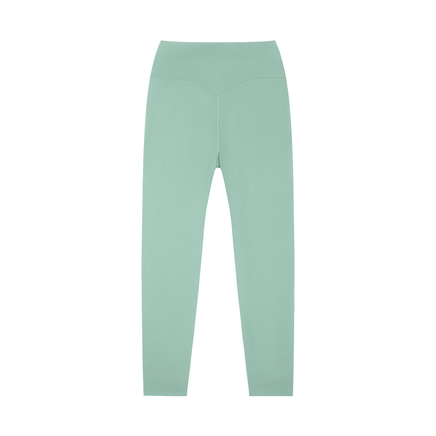 High-waisted ODMPOD yoga leggings shown in black, featuring a close-up of the stretch waistband and smooth fabric.