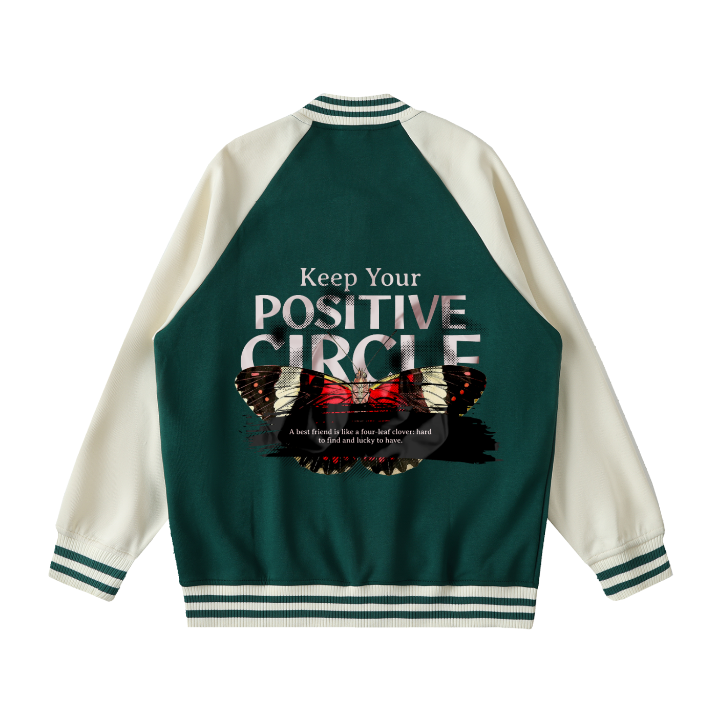 Two Tone Raglan Sleeve Varsity Jacket
