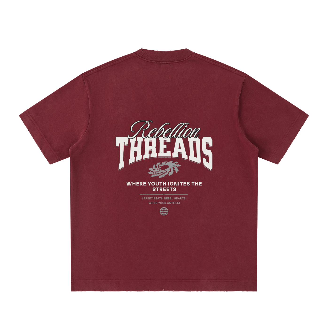 ODMPOD heavyweight vintage washed frayed t-shirt, casual cotton tee with distressed edges and a relaxed fit.