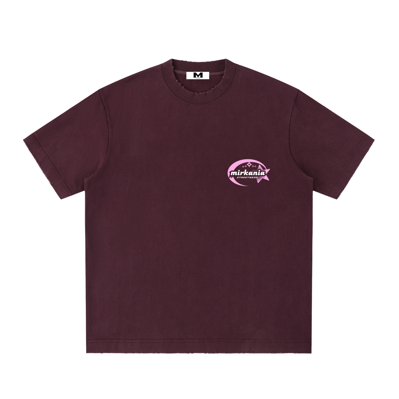 Vintage washed heavyweight ODMPOD frayed T-shirt featuring a distressed design and casual fit, styled for a rugged, retro look.