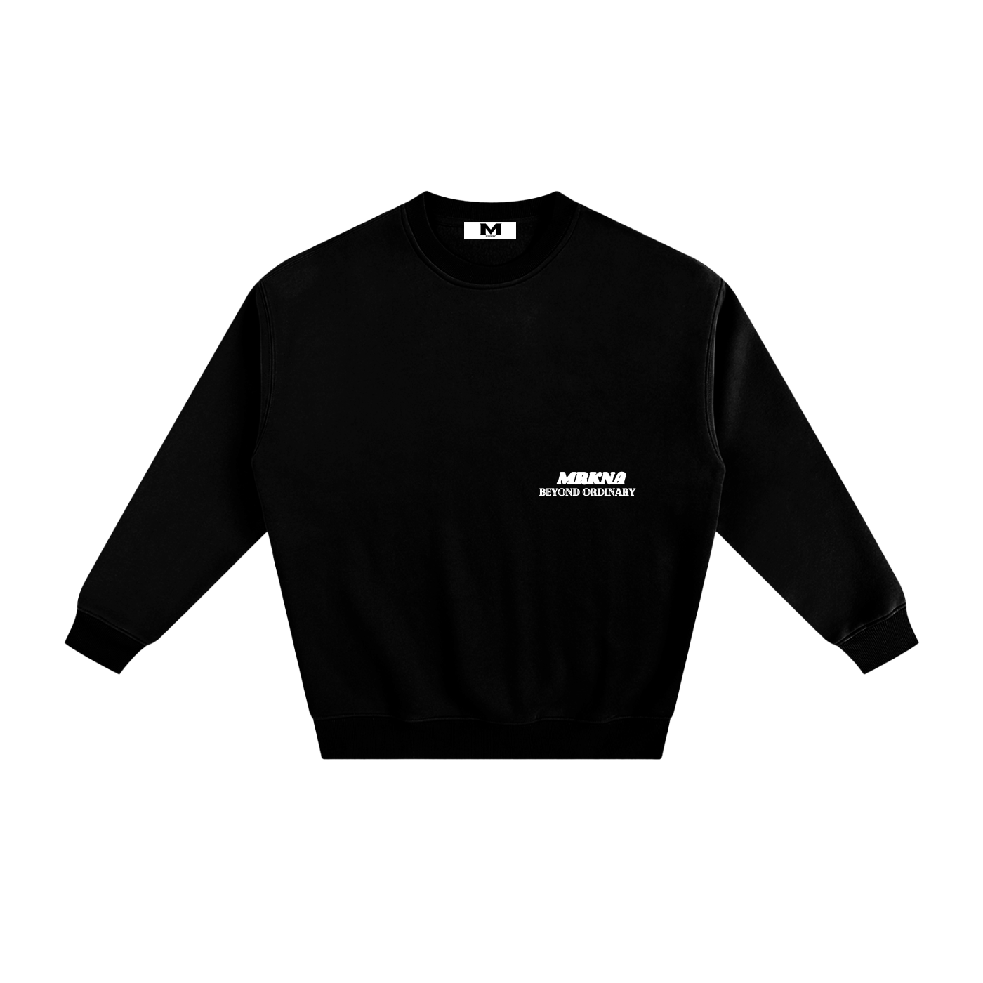 ODMPOD fleeced sweatshirt showing a cozy, soft fabric in a relaxed fit with long sleeves and a round neckline.