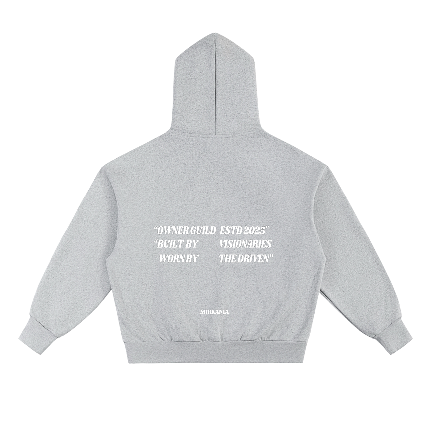 ODMPOD Essential heavyweight fleece hoodie showing a soft, cozy gray hoodie with a front pocket and drawstrings.