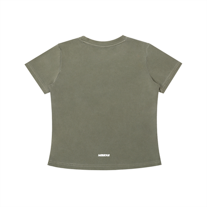ODMPOD vintage wash slim fit T-shirt showing a soft, faded fabric with a classic crew neckline and relaxed fit.