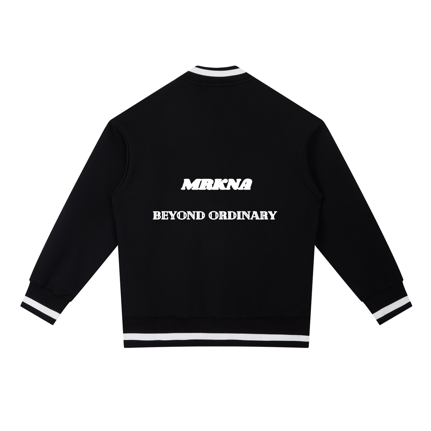 ODMPOD Contrast Piping Zip Bomber Jacket with varsity-style design, featuring contrast piping and a front zipper.