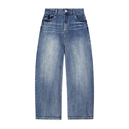 ODMPOD Sun Fade Heavyweight Denim Jeans showing a classic fit and sun-faded wash, front view with visible pockets and stitching.