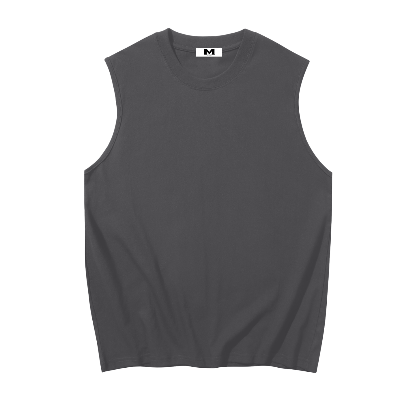 Men's sleeveless cotton tank top by ODMPOD, light-colored fabric with a relaxed fit, displayed on a plain background.