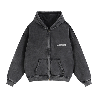 ODMPOD Zip-Through Boxy Fleece Hoodie showing a casual, zip-up hoodie with a relaxed fit and soft fleece material.
