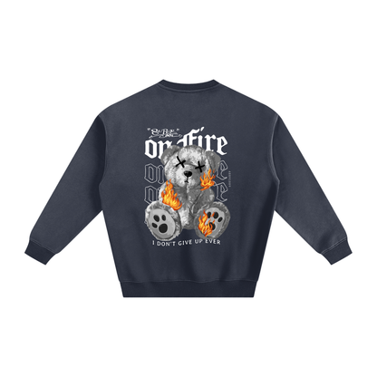 ODMPOD fleeced sweatshirt, soft and cozy, shown in a relaxed fit with a ribbed collar and cuffs, ideal for casual wear.