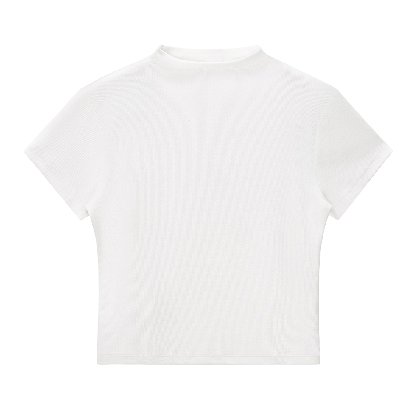 Essential slim fit mock neck T-shirt by ODMPOD, featuring a close-fitting design and mock neck collar in soft fabric.