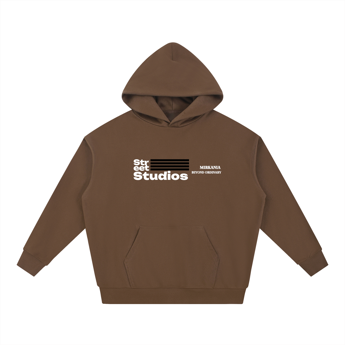 ODMPOD Essential Heavyweight Hoodie in black, showing front view with hood and long sleeves for casual wear