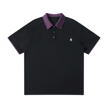 Contrast Collar Raglan Polo Shirt