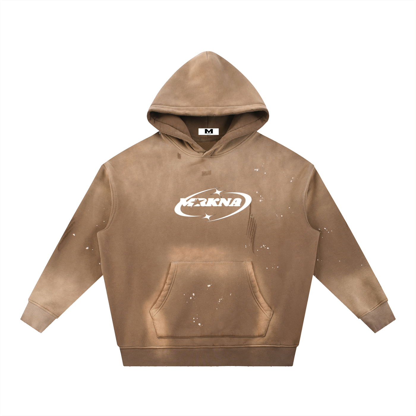 Vintage washed frayed fleece hoodie by ODMPOD featuring a cozy, distressed design with a relaxed fit and frayed hem.