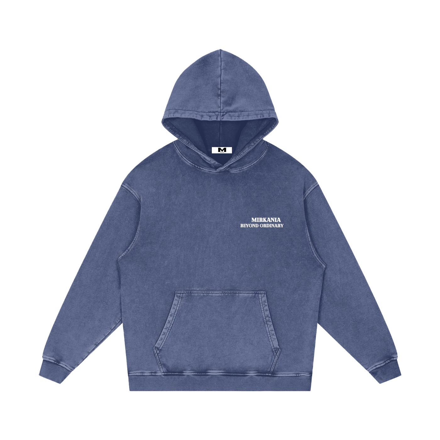 ODMPOD snow washed loose cotton hoodie with a relaxed fit and soft texture, featuring a front pocket and hood.