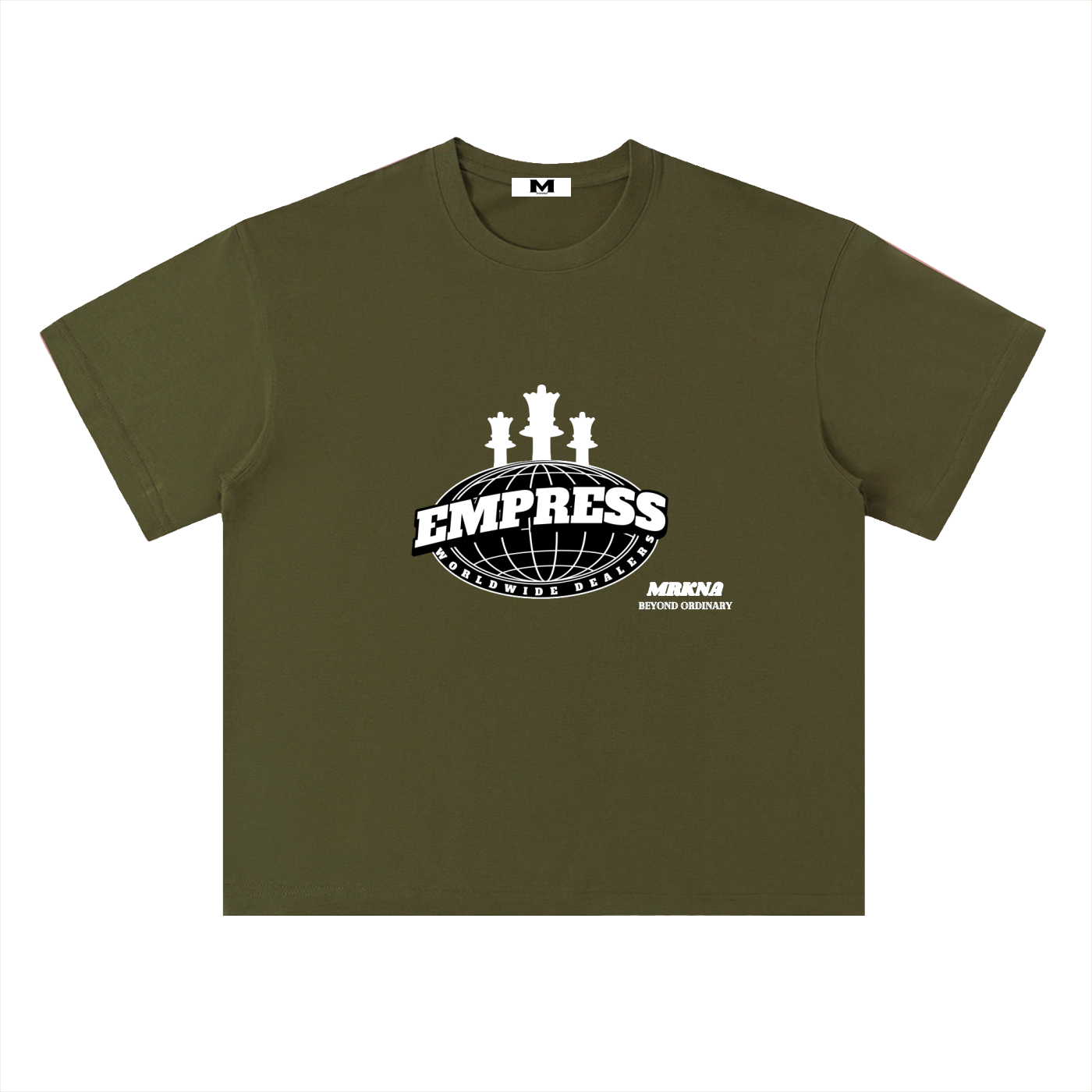 Light gray heavyweight ODMPOD drop shoulder cotton t-shirt with relaxed fit and casual style.