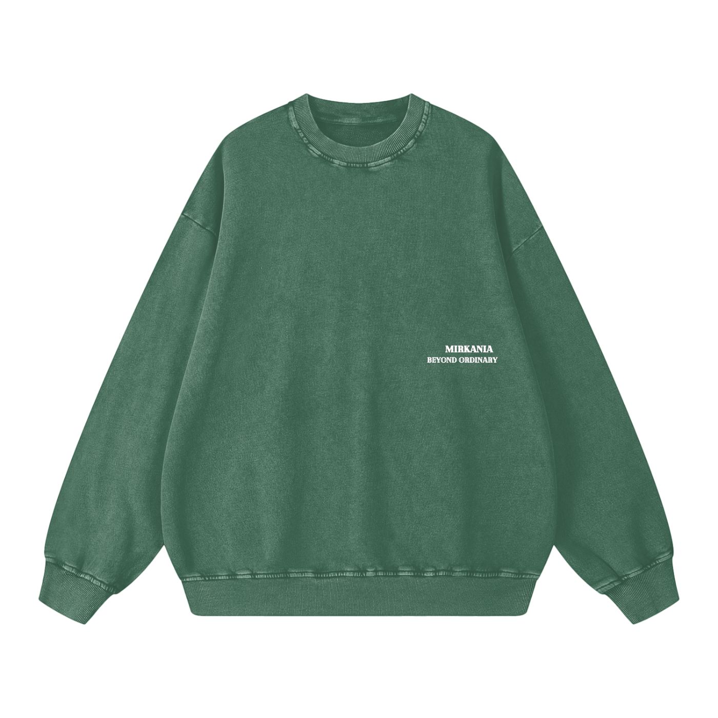 ODMPOD Snow Washed Oversized Sweatshirt displayed on a hanger, showcasing its relaxed fit and cozy, washed fabric texture.